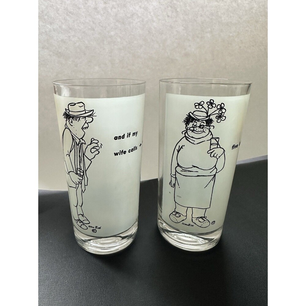 Vintage 1950’s William Box Cocktail Glass Set Of 2 MCM Bar Ware